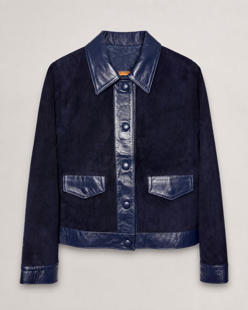 Chaqueta de Gamuza Azul Mujer