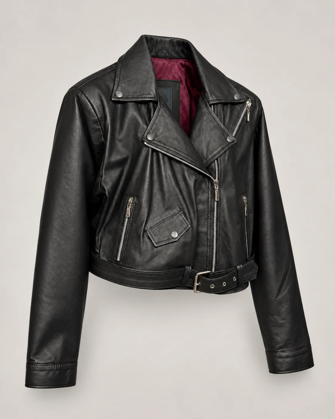 Chaqueta Biker Cropped de Cuero para mujer