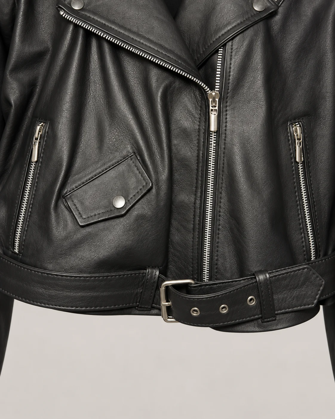 Chaqueta Biker Cropped de Cuero para mujer