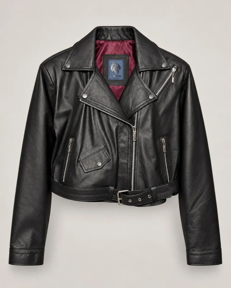 Chaqueta Biker Cropped de Cuero para mujer