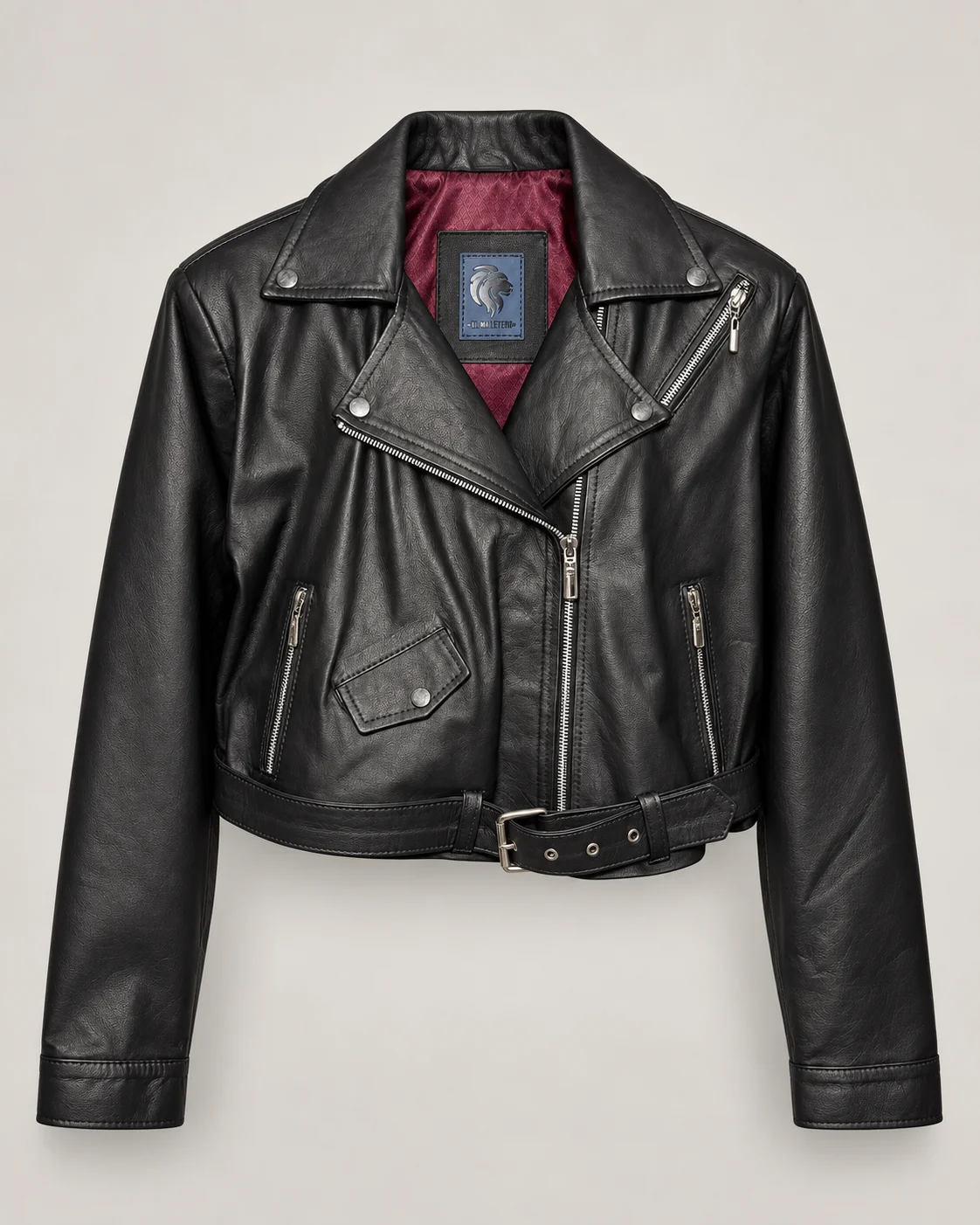 Chaqueta Biker Cropped de Cuero para mujer