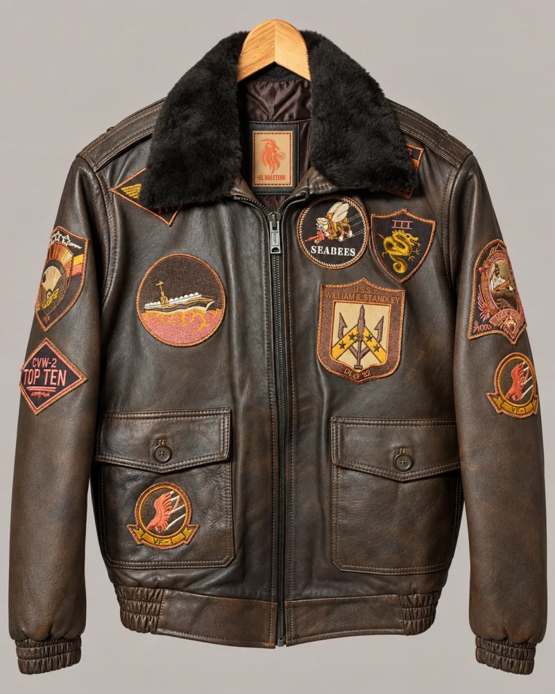 Chaqueta Aviador Top Gun de Cuero para Hombre Hero