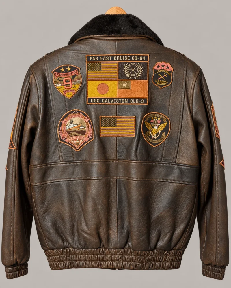 Chaqueta Aviador Top Gun de Cuero para Hombre Espaldar