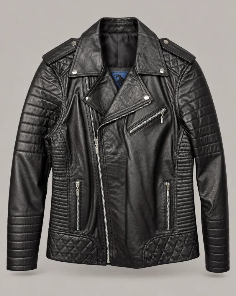 Chaqueta Biker de Cuero Acolchada para Hombre Hero