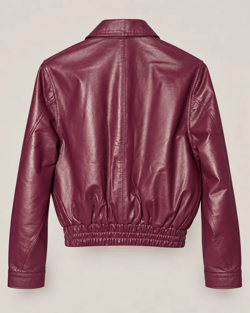 Chaqueta Bomber de Cuero Napa Uva para Mujer espaldar